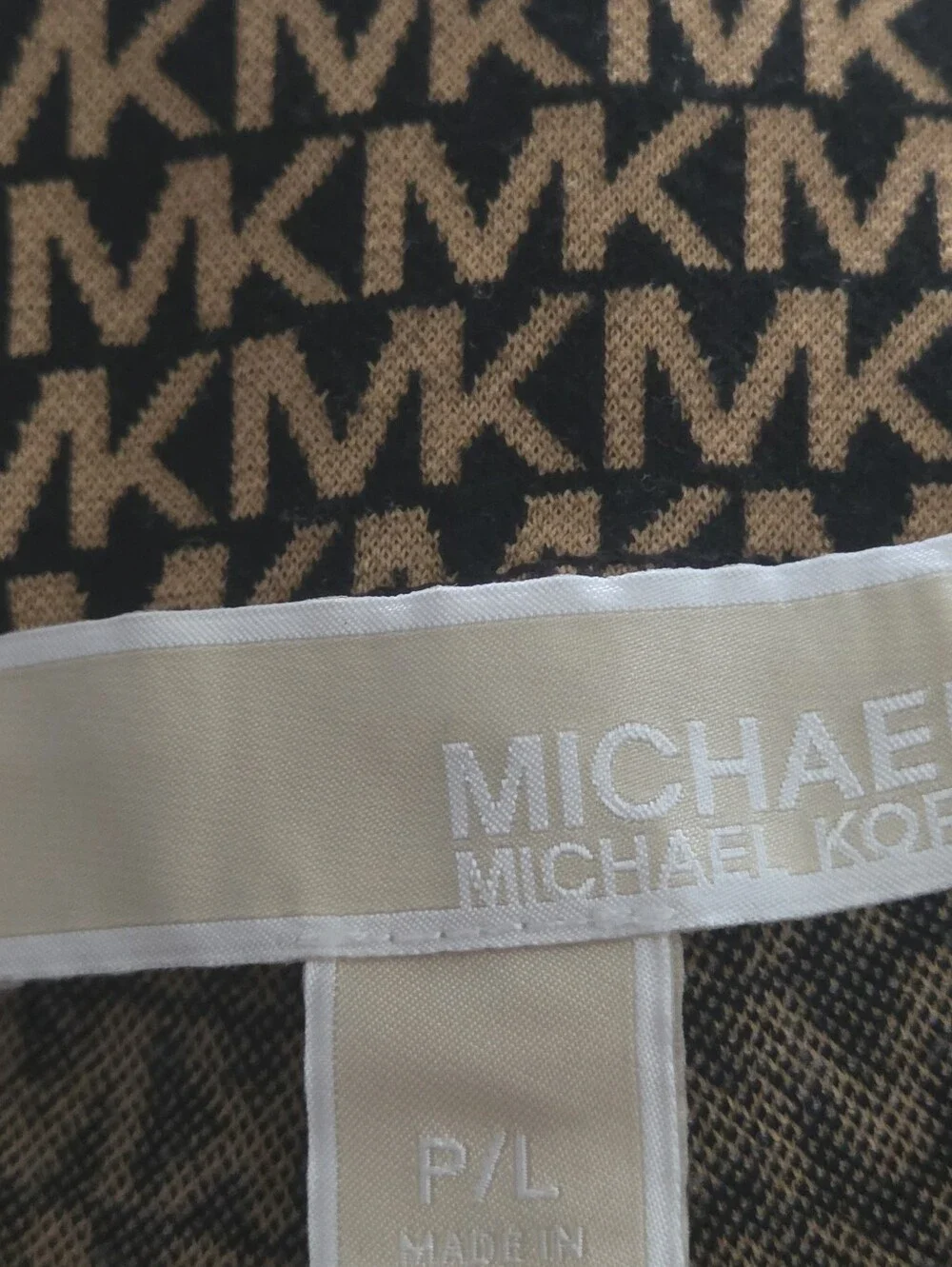 Michael Kors MK Logo Leggings Size Large Black & Orange-Gold Monogram Stretch